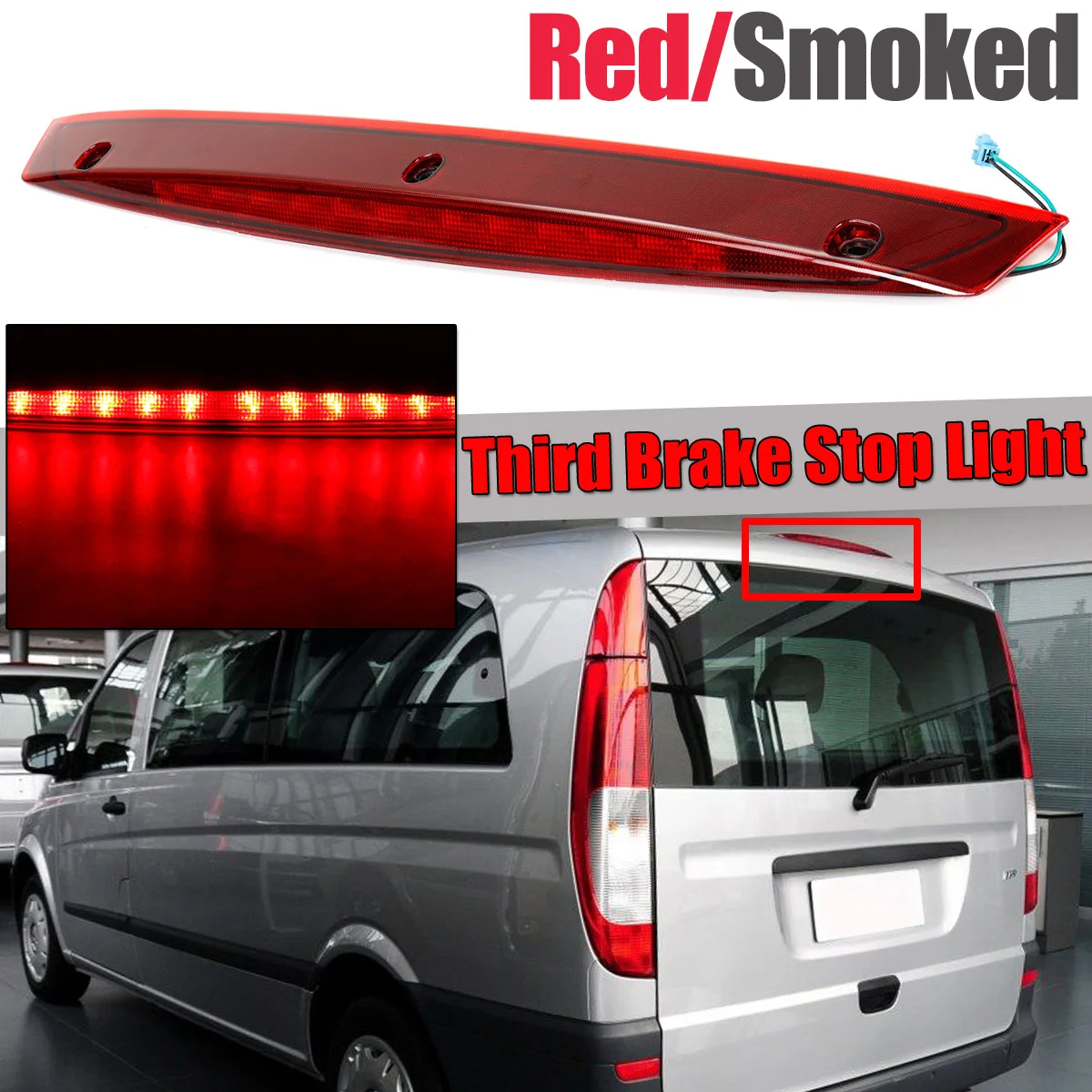 New LED High Mount 3rd Third Brake Stop Light High Level Rear Tail Signal Lamp For Mercedes Benz Vito Viano W639 A6398200056