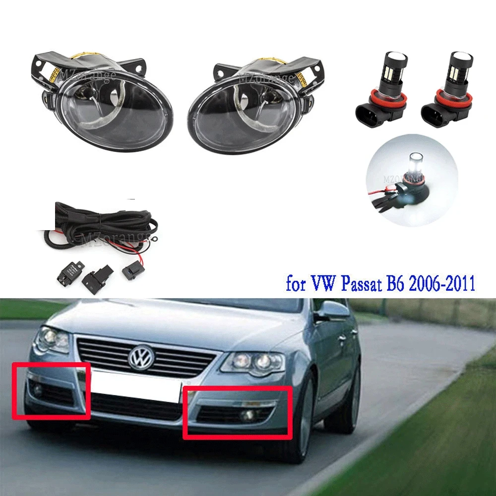 Fog Lights for VW passat b6 2006-2011 LED Front Headlights Fog Lamp Assembly Halogen Foglights Cover Driving Lamp Accessories