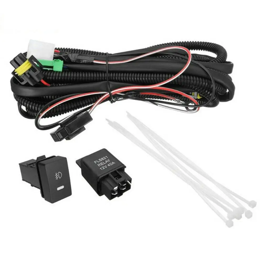 Car Fog Light Lamp Wiring Harness Socket Wire Connector With 40A Relay & ON/OFF Switch Kits Fit LED Work Lamp H11 881 H9