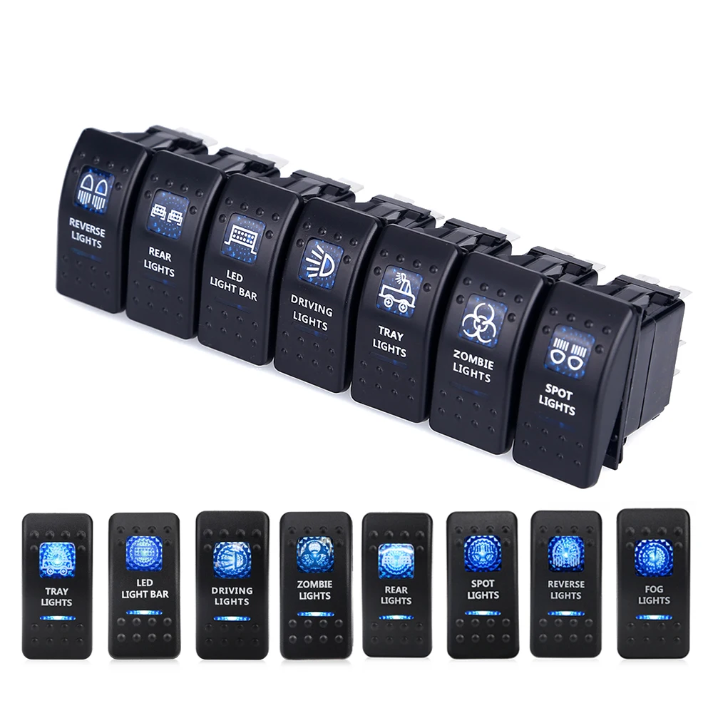 5pin Car Boat Truck Lighted Toggle Switch ON-OFF Waterproof 12V 24V Car Boat Rocker Switch LED Switches Marine Car Accessories