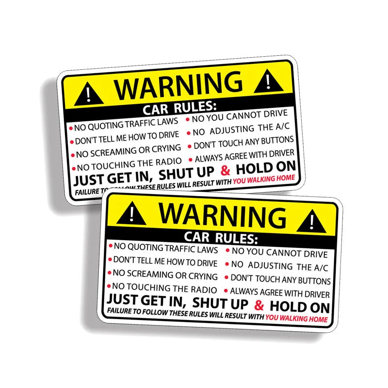 10x6cm Car Safety Warning Rules Decal PVC Auto Sticker for Bmw New 1 3 4 5 6 7 Series F10 F20 F30 Smart 3 Buttons