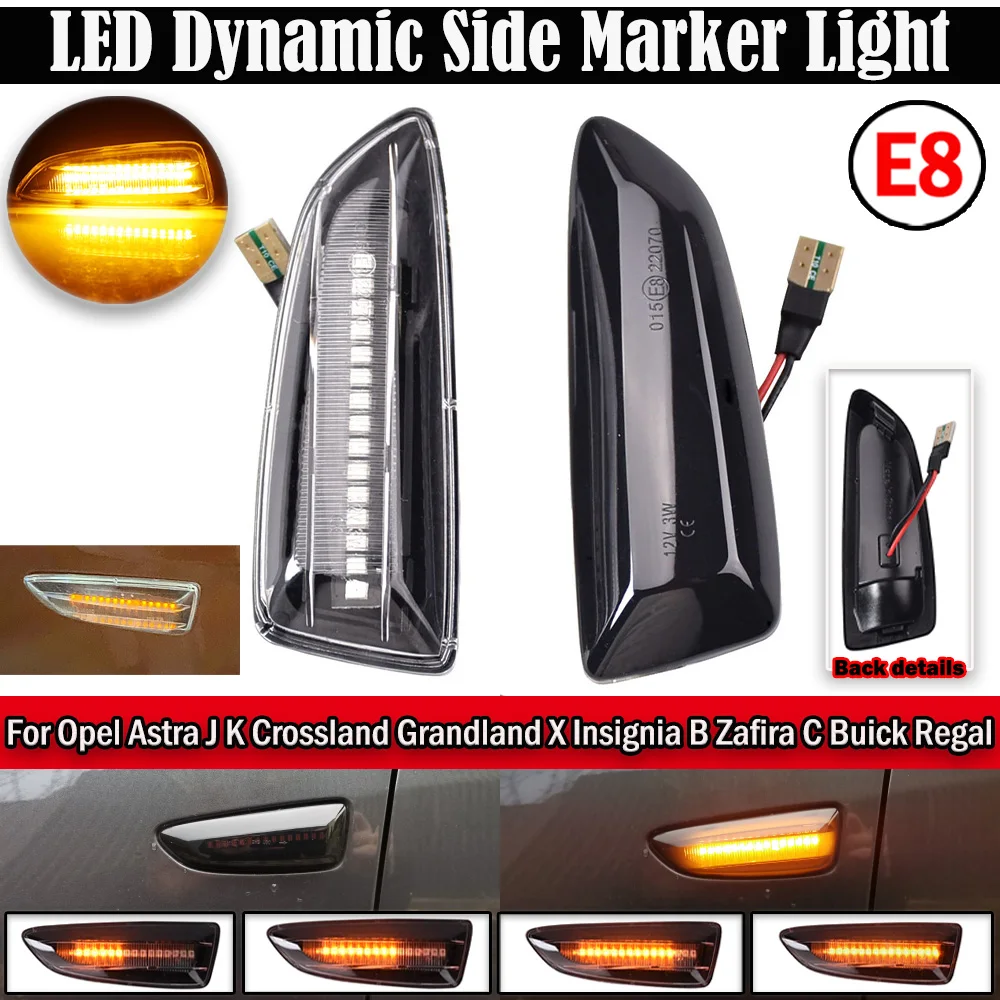 2PCS Led Dynamic Side Marker Turn Signal Light Sequential Blinker For Opel Astra J Astra J K Zafira C Insignia B Grandland X