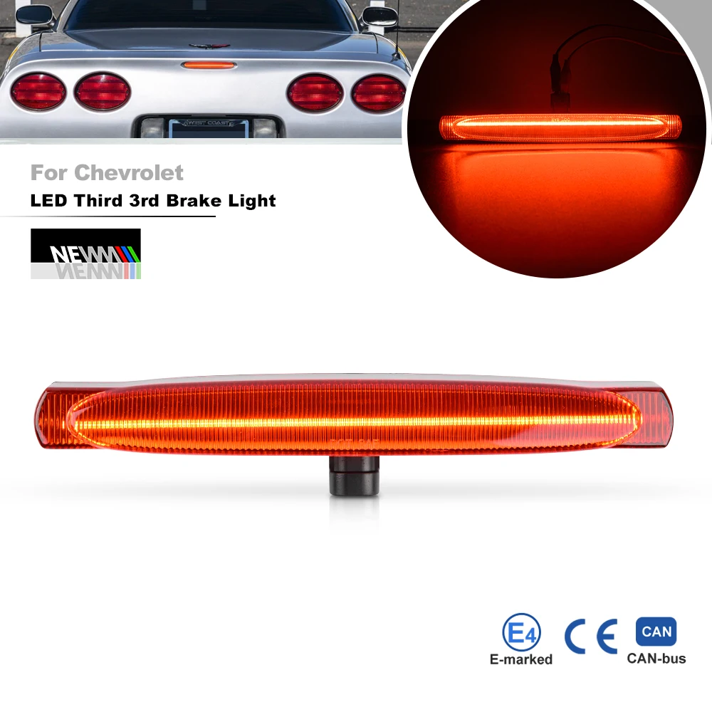 F1 Style Strobe LED 3rd Third Brake Light Rear Center High Mount Lamp For Chevrolet Corvette C5 1997-2004 Replace OEM# 10253893