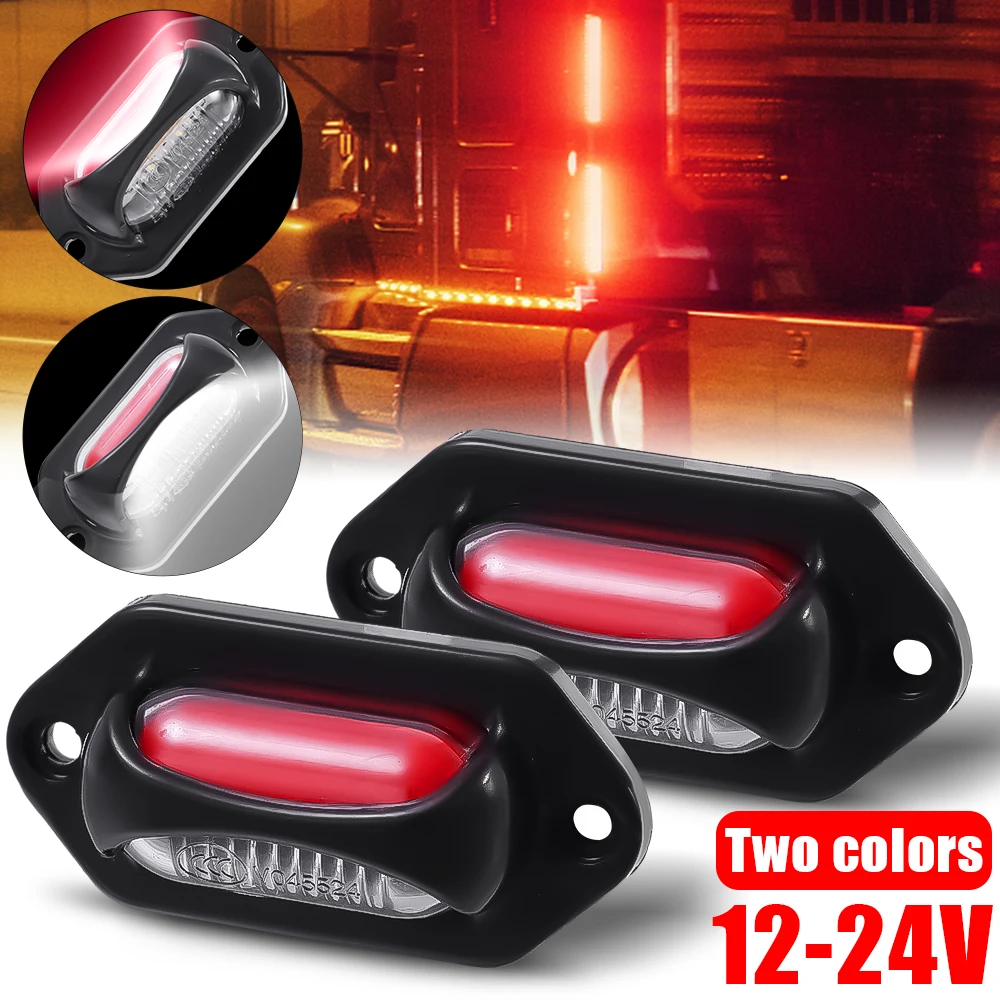 12-24V Car Truck White Red Side Marker Light Waterproof License Plate Lights for Car Motorcycle Van SUV Signal Lamp