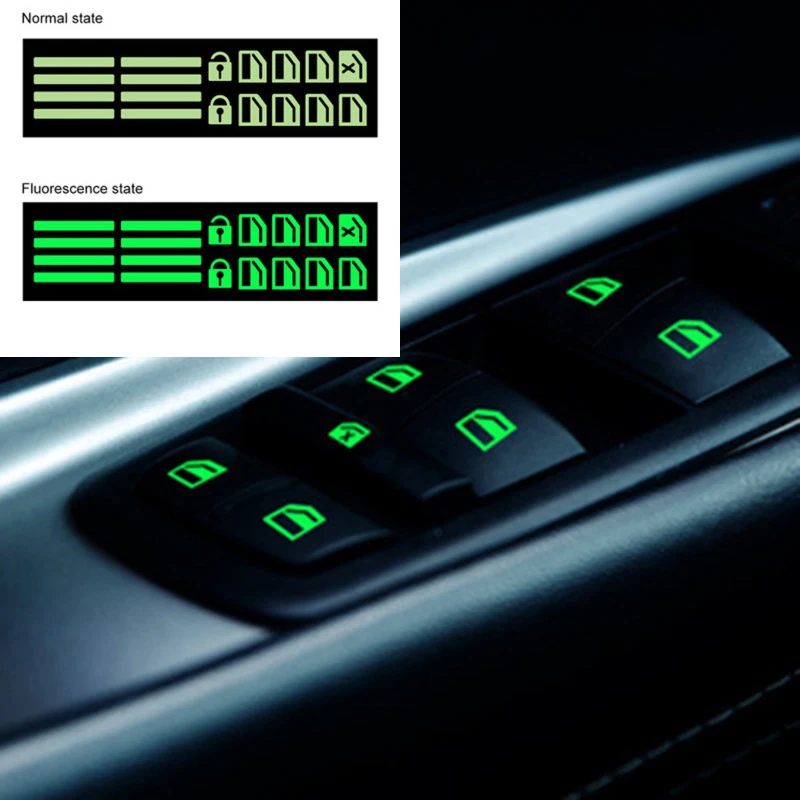 Car luminous switch window car sticker button Universal glow-in-the-dark body stereo sticker lifter button modification sticker