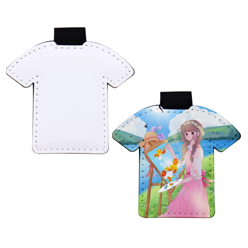 10 Pieces Custom Leather Keychain Sublimation T-Shirt Label Sublimation Key Ring Promotional Gifts Key Blank Metal