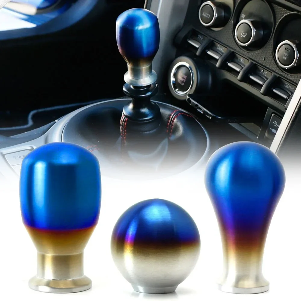 3 Styles Universal Baking Blue Burnt Titanium Color Aluminum Sport Racing Car Shift Gear Knob Shifter Lever Head Stick for Handa