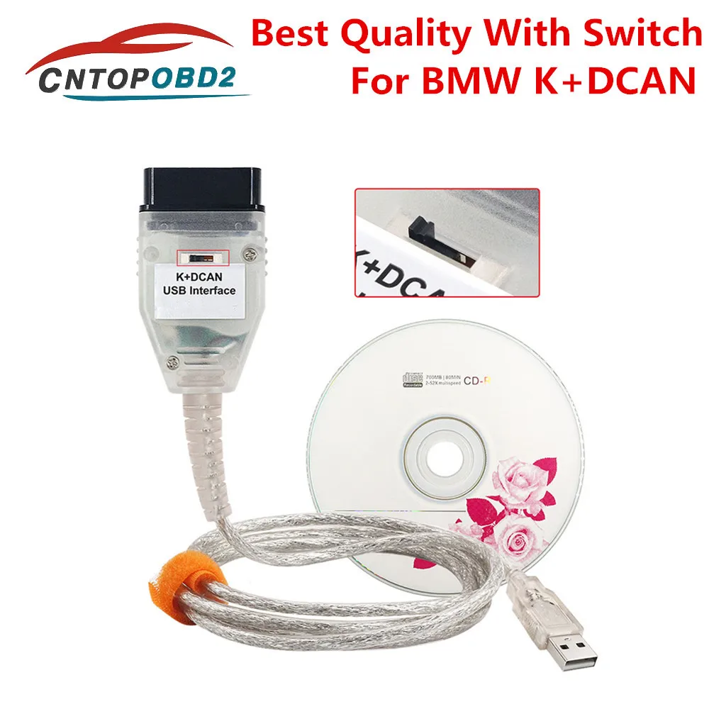 2024 For BMW K DCAN For BMW inp With Switch FTDI FT232RL Full Chips OBD2 Diagnostic Cable For BMW Car K+DCAN K+CAN K-Line