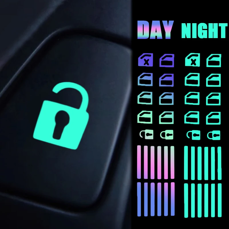Dazzle Color Luminous Car Window Lift Switch Auto Stickers Glow in The Dark Cars Window Button Sticker Automotive Accessories