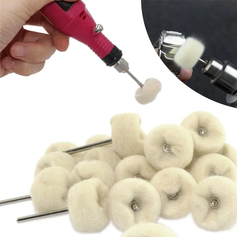 3-10Pcs Mini Wool Polishing Head 3mm Shank Buffing Wheel Polish Brush Drill Rotary Abrasive Tool Car Detail Cleaning Accessories