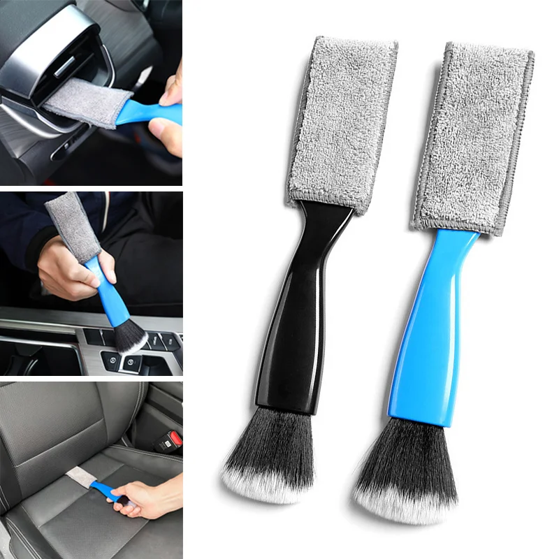 New Double Ended Soft Brush Car Interior Air Outlet Dashboard Cleaning Brush Detailing Dust Sweeping Brushes Tools