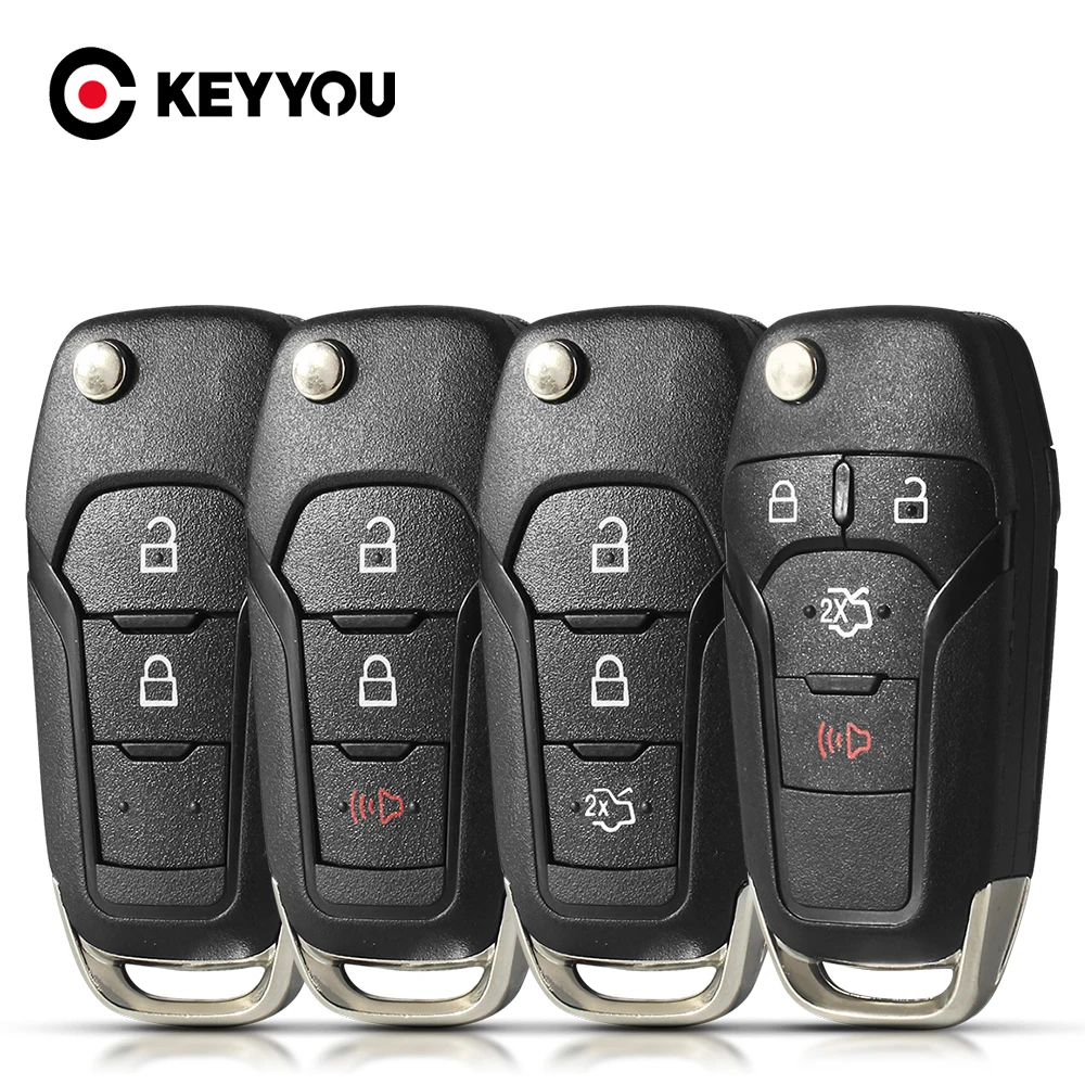 KEYYOU Remote Car Key Shell Case For Ford F150 F250 F350 Explorer Ranger KA Fiesta Mondeo Focus Kuga Escort Fob 2/3/4 Buttons