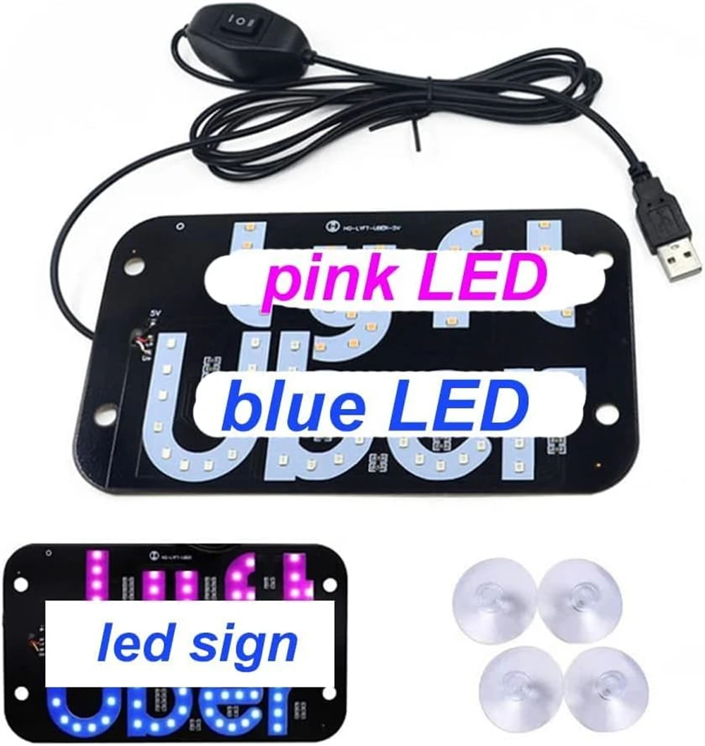 Uber Light For Car Uber Signs Cab Light Blue Red Signal Lamp Cab Indicator Lights Panel Signal Windscreen LED Sign