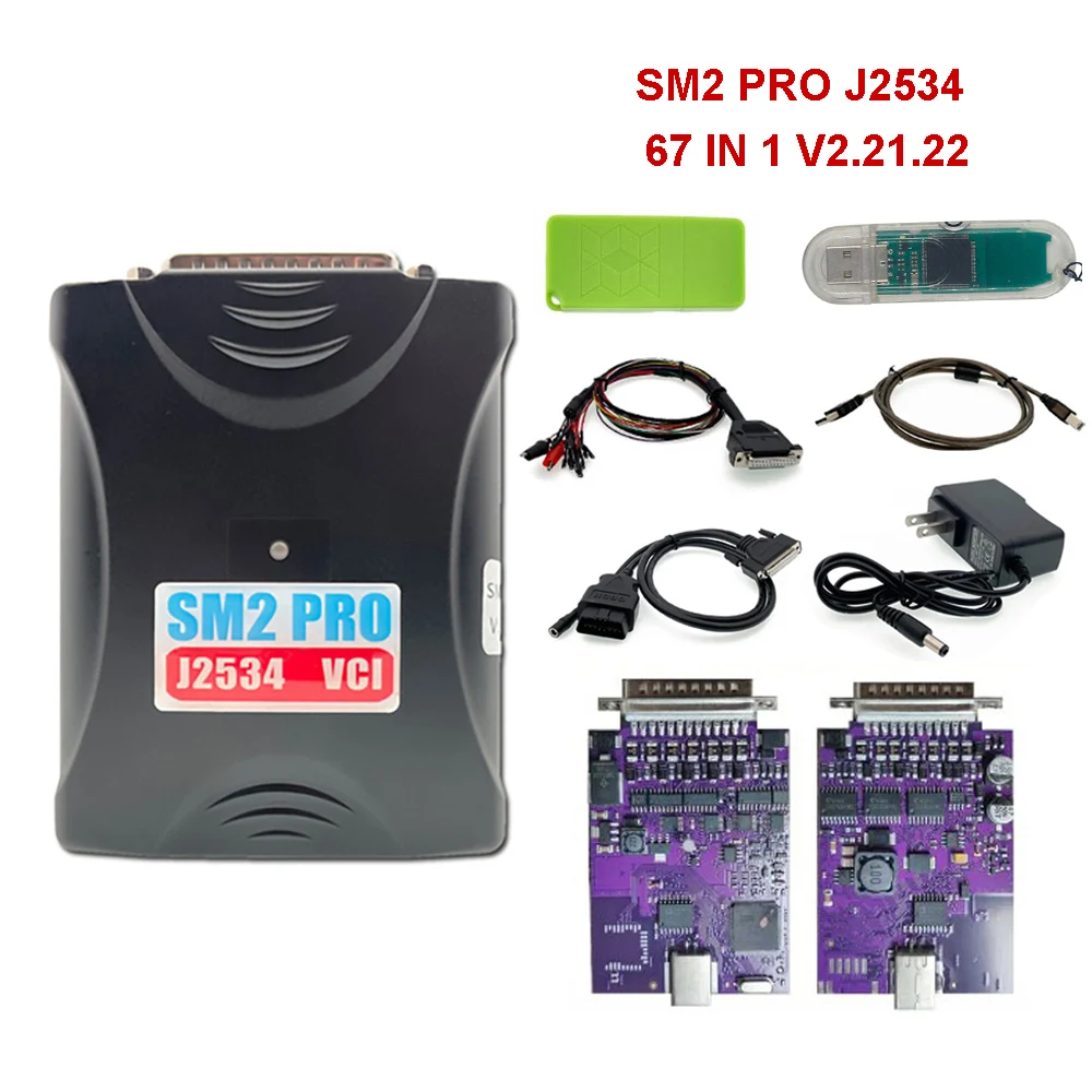 Diagnostic Tools For SM2 PRO V2.21.22 J2534 VCI PCM 67 IN 1 Pcmflash ECU Programmer Dongle Read&Write OBD2 Engine Eeprom Flash