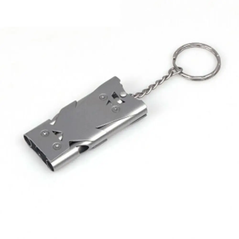 Stainless Steel Whistle Pendant Key Chain High Decibel Outdoor Survival Emergency Whistle Camping Tool Multi-functional Key Ring