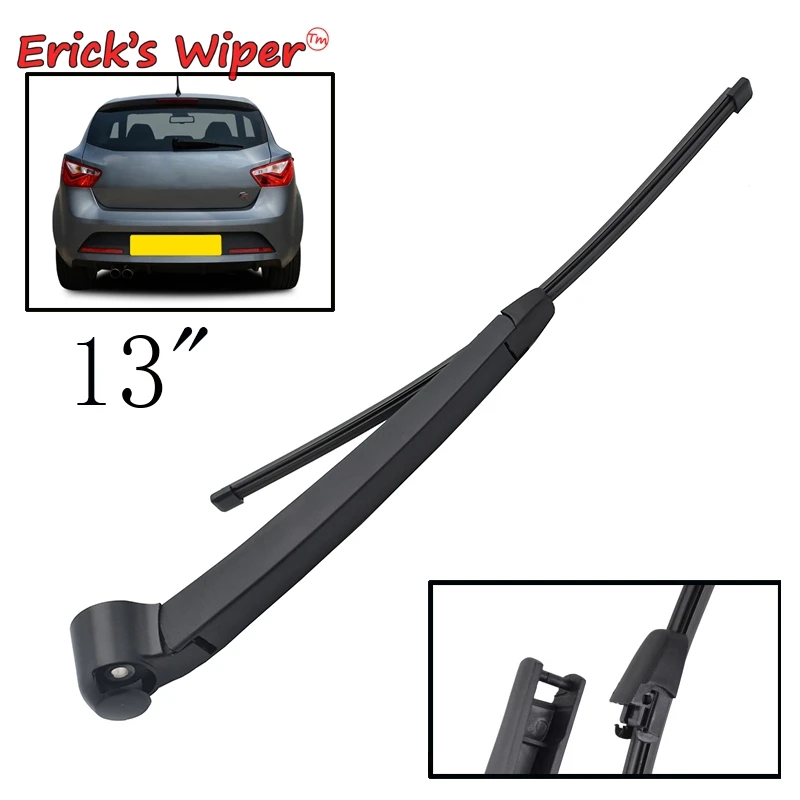 Erick's Wiper 13" Rear Wiper Blade & Arm Set Kit For Seat Ibiza Sport Coupe SC 2012 - 2017 Windshield Windscreen Tailgate Window
