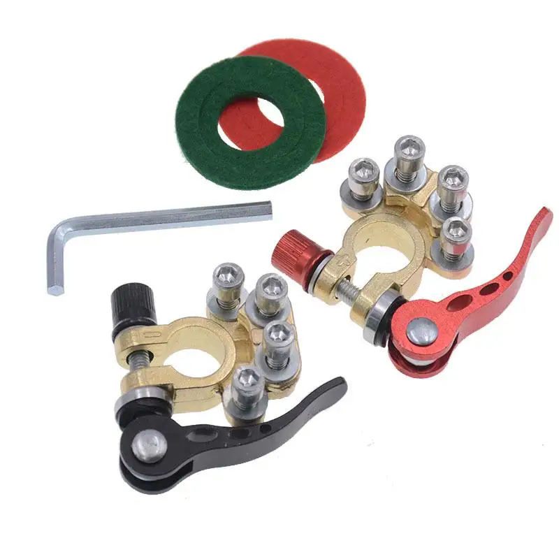 1 Pair Black Red Car Battery Terminals Connector Clamp Screw Quick Disconnect Release Battery Terminal Cable Adapter Copper Clip