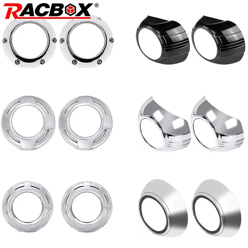 2.5" 3.0" Projector Shrouds Headlight Lenses Dust Cover Bezel For Hella 3R G5/Koito Q5/WST HID LED Lens Car Lights Accessories