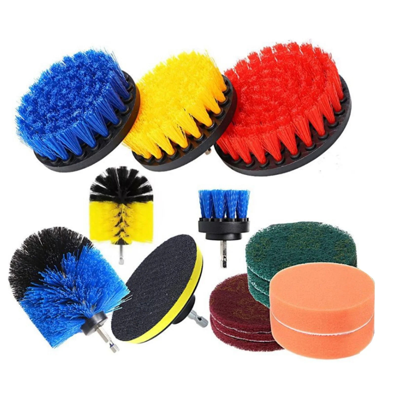 9/15Pcs Drill Brush Attachment Set Power Scrubber Drill Brush for Cleaning Wheel Tub Tile Fit Most Drills