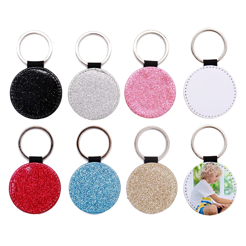 10 Pcs Sublimation Blanks PU Leather Keychain Custom Logo Keyring Charms Fashionable Metal Key Chains