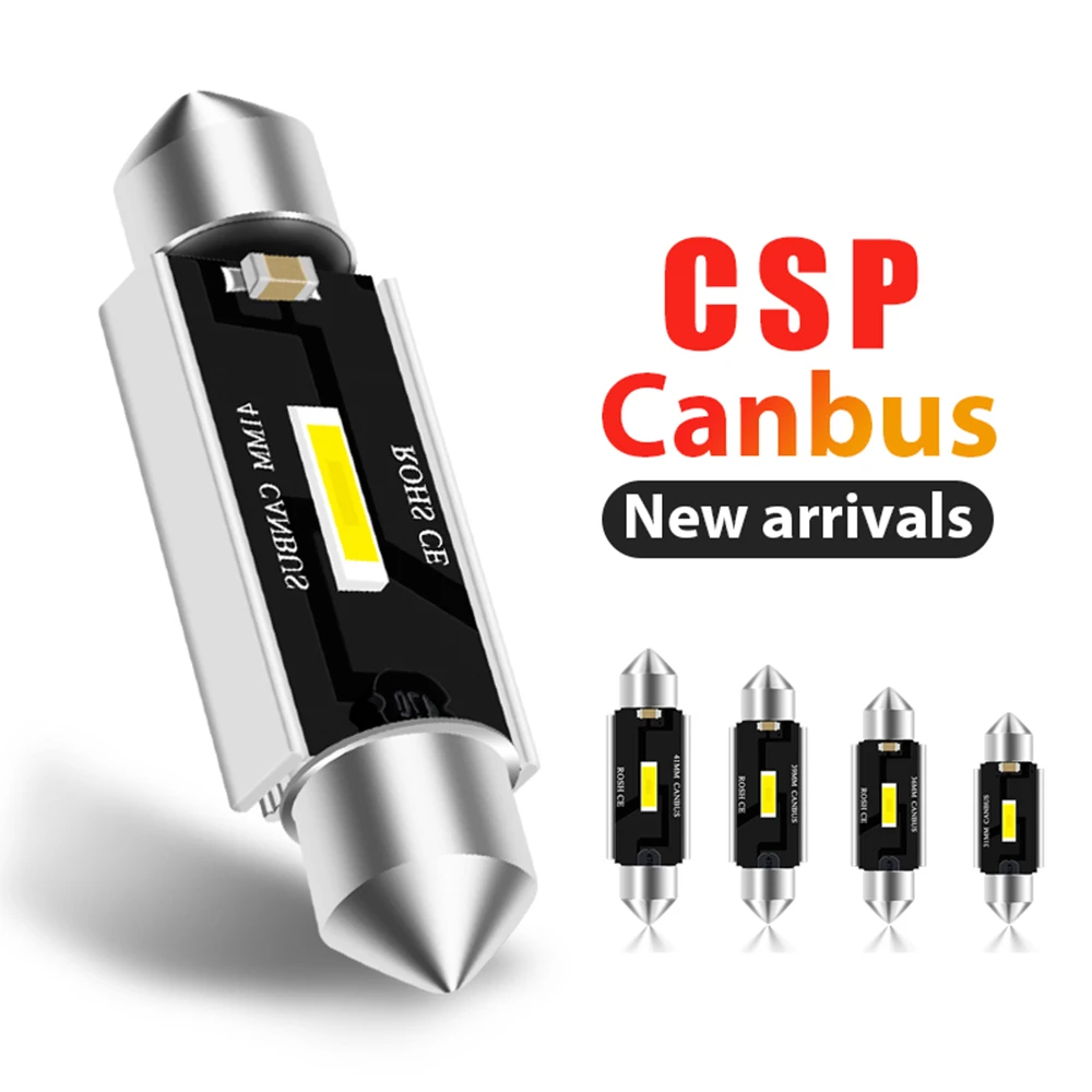 2PCS Festoon 31mm 36mm 39mm 41mm C5W C10W Super Bright CSP LED Bulbs Car Dome Light Canbus No Error Auto Interior Reading Lamp