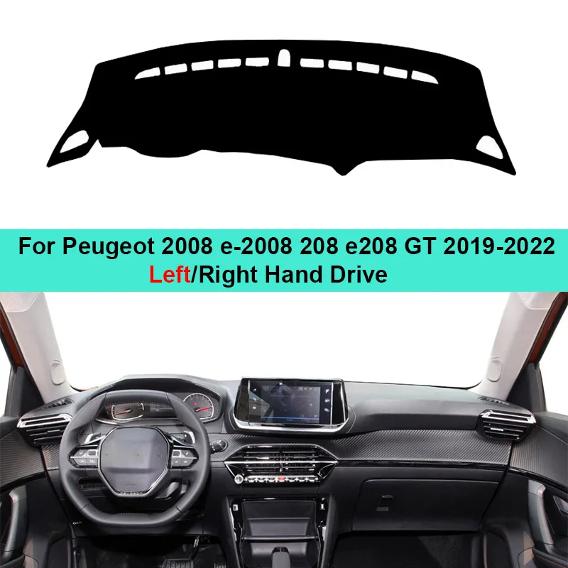 Car Dashboard Cover for Peugeot 2008 E-2008 208 E208 GT 2019-2022 Carpet Dashboard Pad Sun Protection UV Cushion Car Accessories