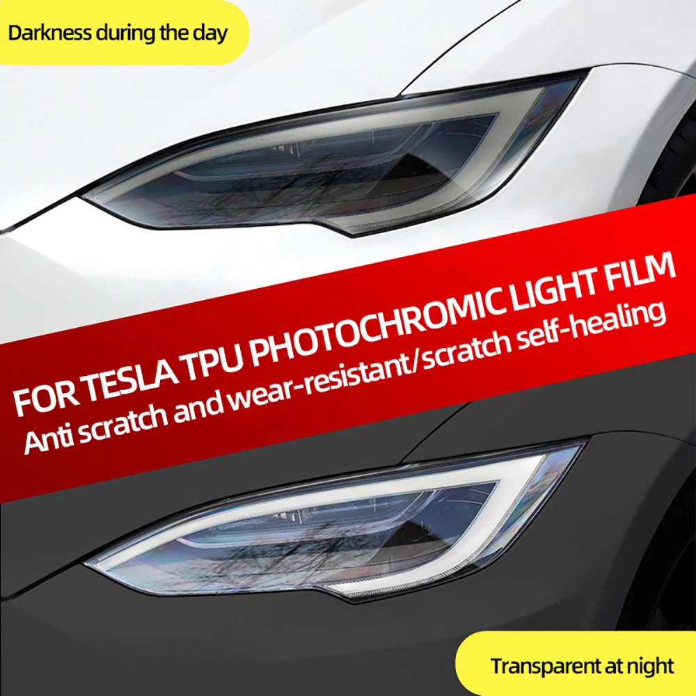For Tesla TPU Light Control Headlight Blackout Film Model 3/X/S/Y Car Lamp Film Tail Light Film Color Change Tuning Accessories