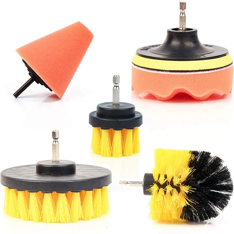 Drill Brush Attachment Set 6 Piece Nylon Power Brush Tile And Grout Bathroom Cleaning Scrub Brush Kit Cleaning Supplies